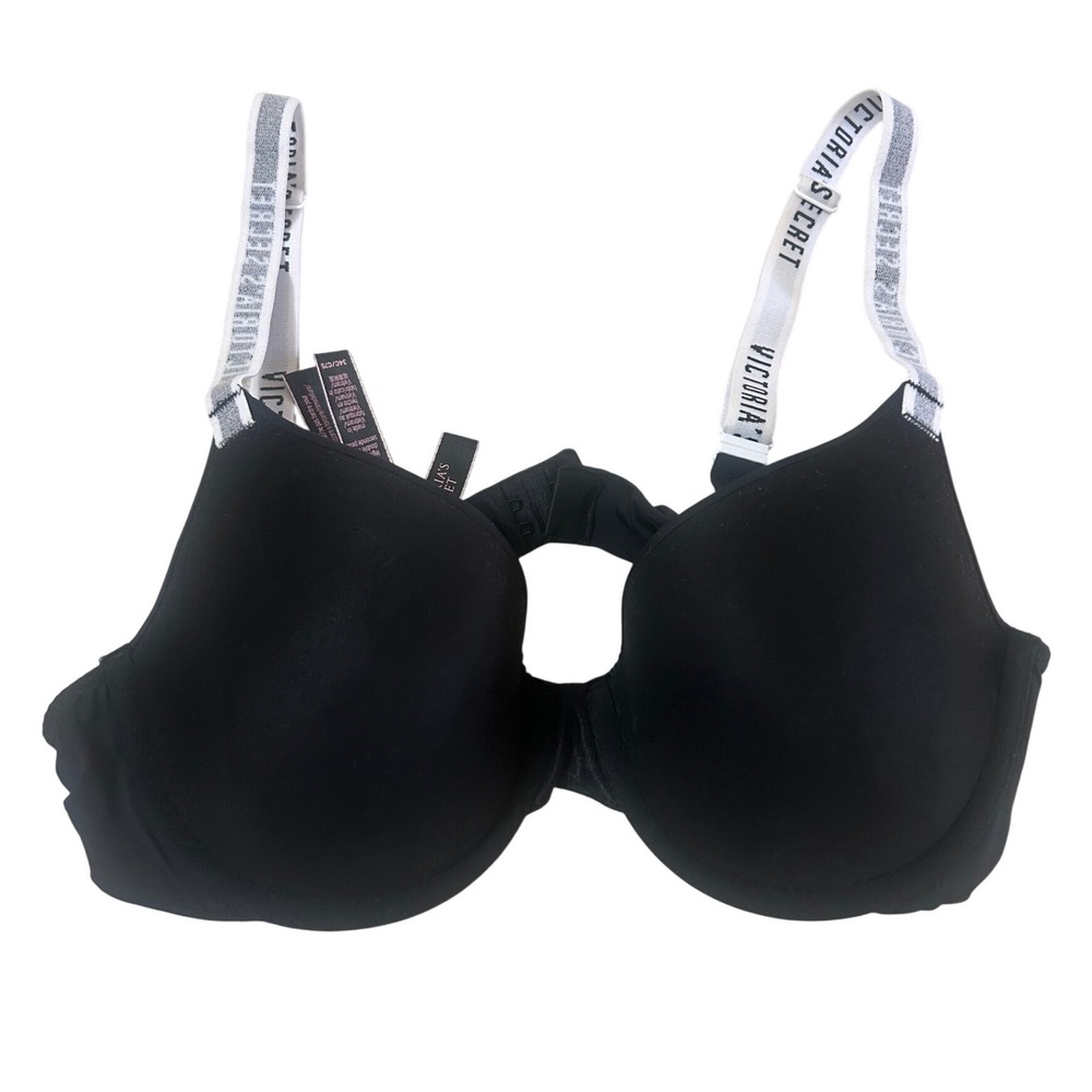 Victoria's Secret Bra Women 34C Black Excellent Logo Strap T-Shirt Bra